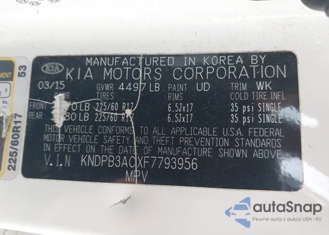 2015 Kia Sportage Lx из США, поврежденный, VIN KNDPB3ACXF7793956